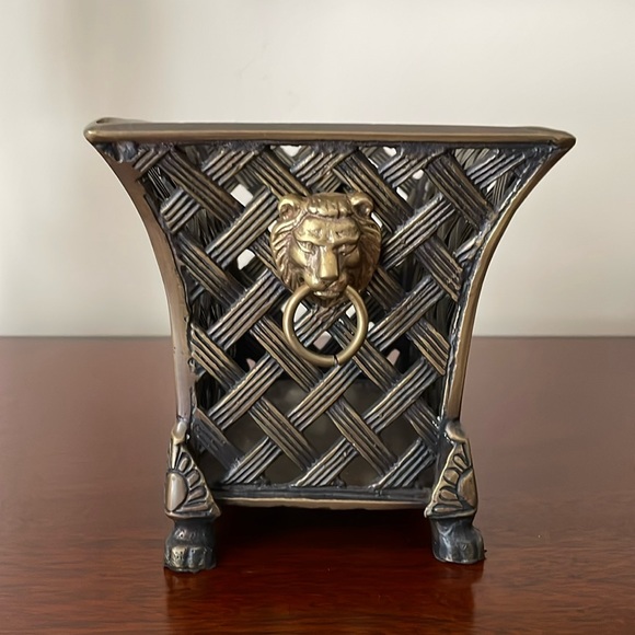 BRASS BASKETWEAVE TABLEWARE DECOR - Picture 2 of 10